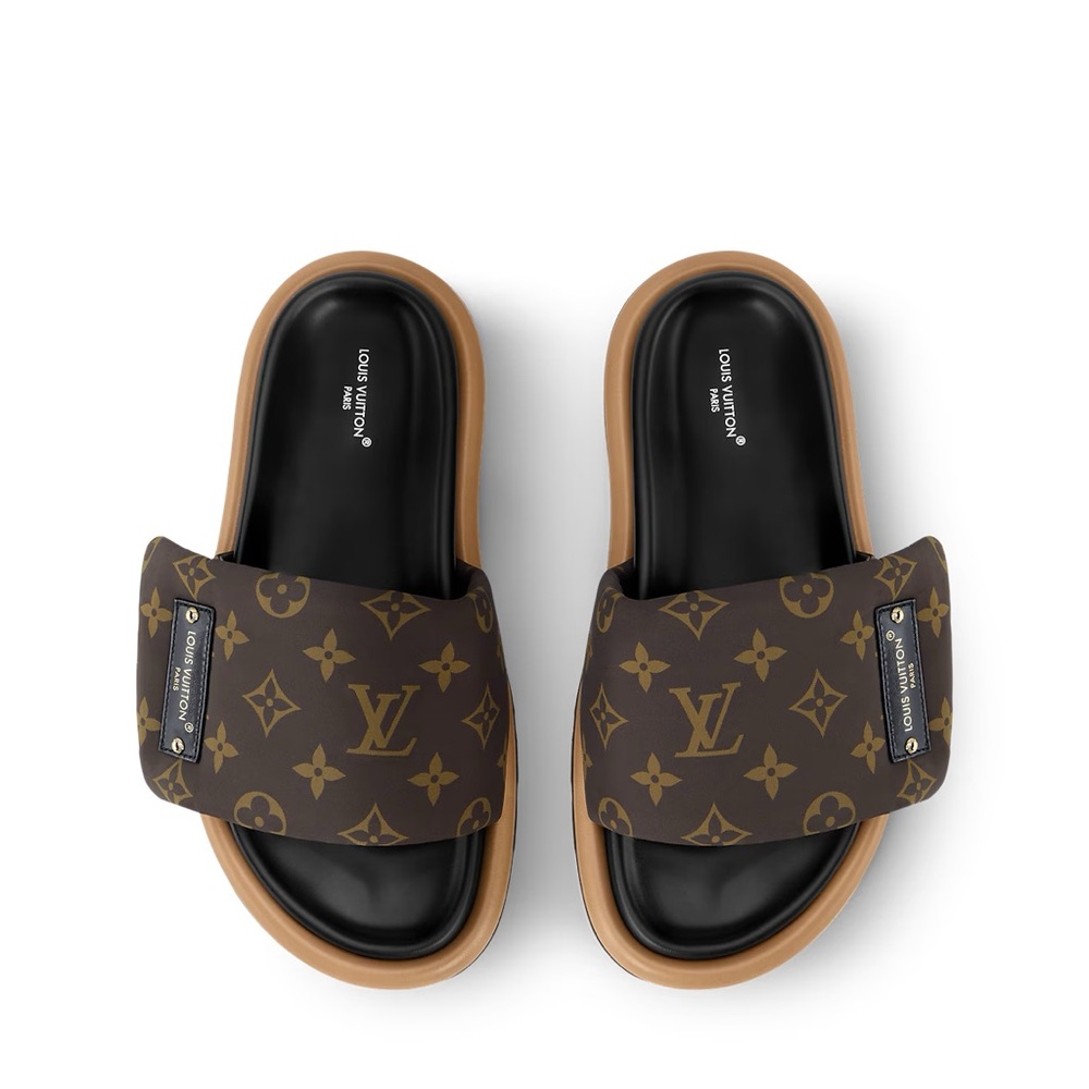 Louis Vuitton Black and Brown Monogram Sandals